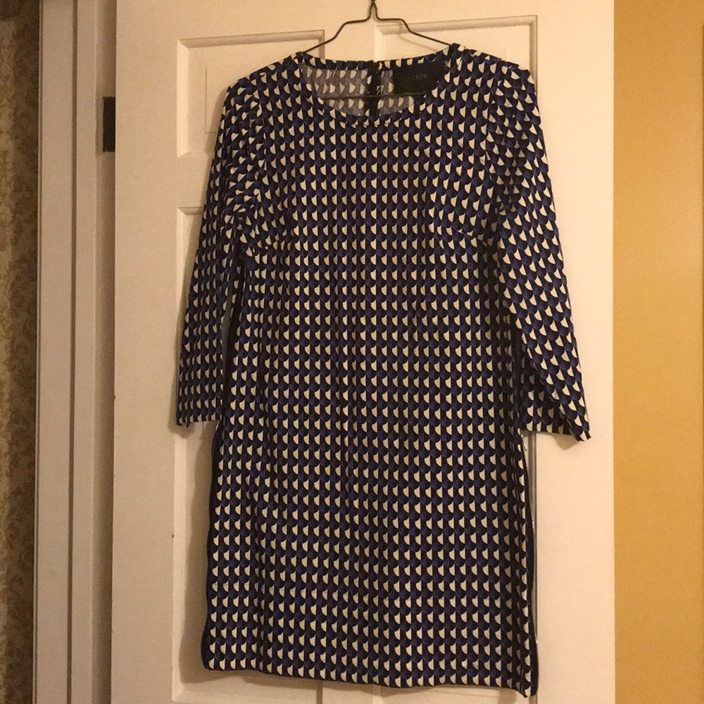 Patterned J. Crew dress with side zippers